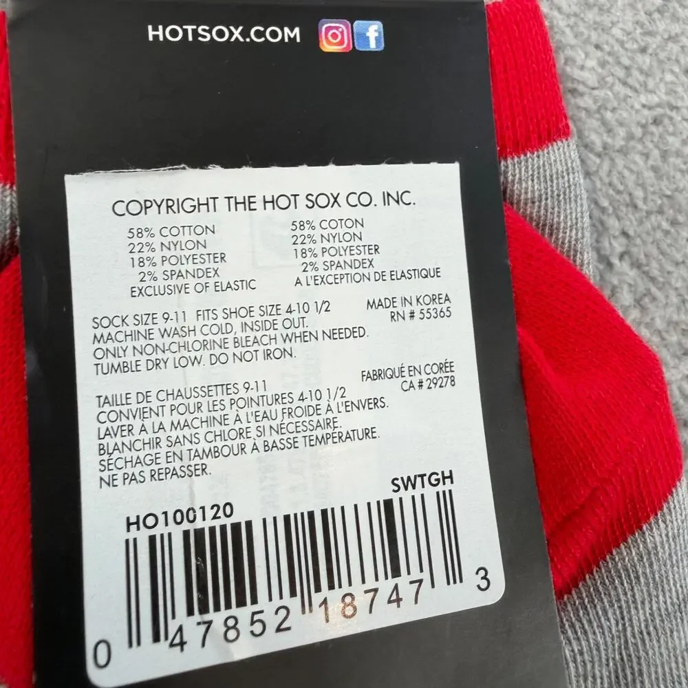 HOTSOX Women's Texas Map Cowboy Hat Crew Socks Grey Red Sock Size 9-11
